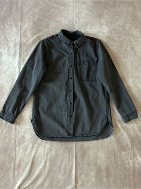 Quince Dark Washed Charcoal Gray Denim Casual Button-Down Shirt Excellent Small